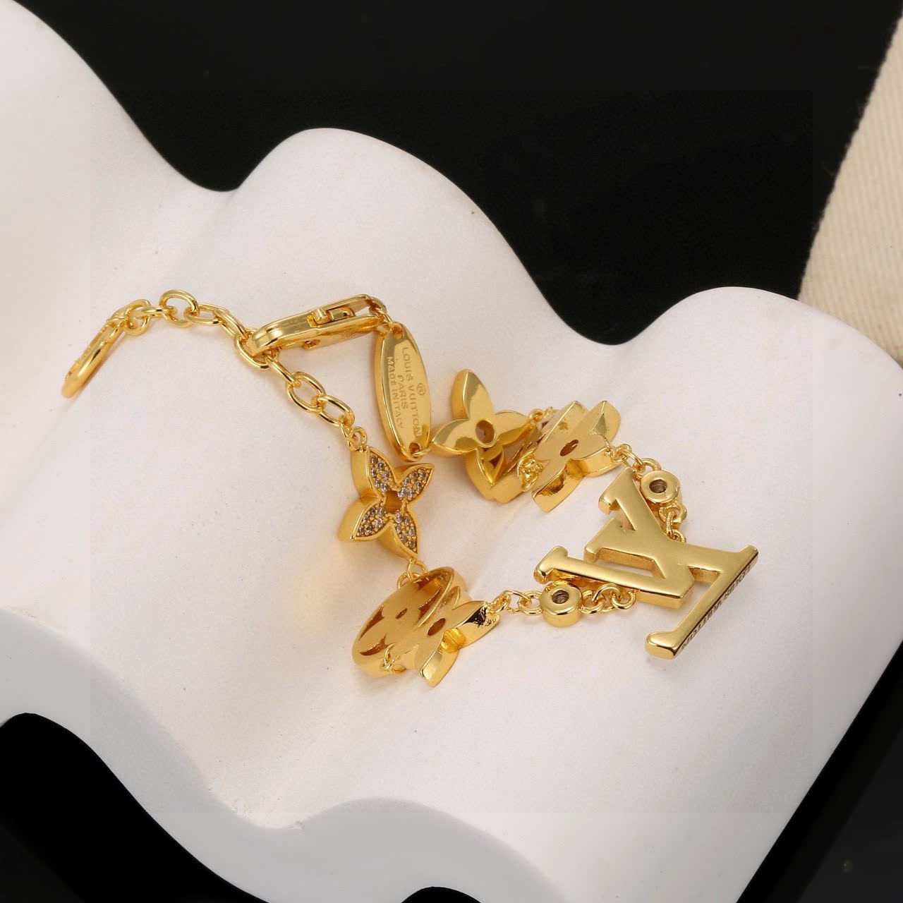 Louis Vuitton Gold Tone Monogram Bracelet
